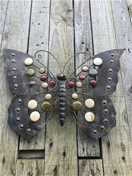 Mooie decoratieve vlinder, wanddecoratie, van metaal - 0