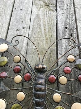 Mooie decoratieve vlinder, wanddecoratie, van metaal - 1