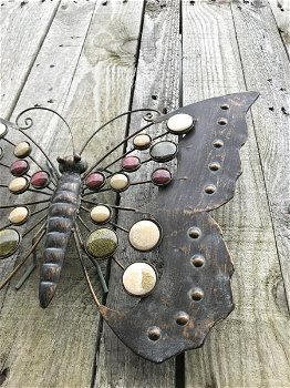 Mooie decoratieve vlinder, wanddecoratie, van metaal - 4