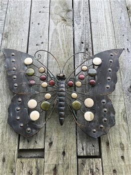 Mooie decoratieve vlinder, wanddecoratie, van metaal - 7