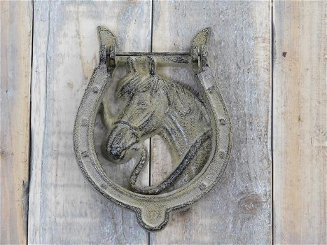 Mooie deurklopper als hoefijzer met afbeelding van een paard - 0