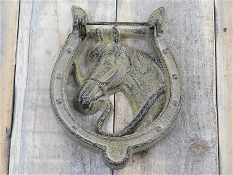 Mooie deurklopper als hoefijzer met afbeelding van een paard - 1