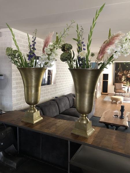 Prachtige RAW Aluminium gold bokaal-vaas groot-vaas - Afbeelding 6