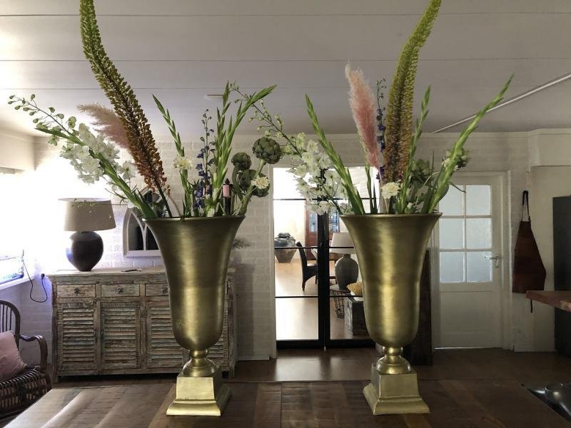 Prachtige RAW Aluminium gold bokaal-vaas groot-vaas - Afbeelding 8