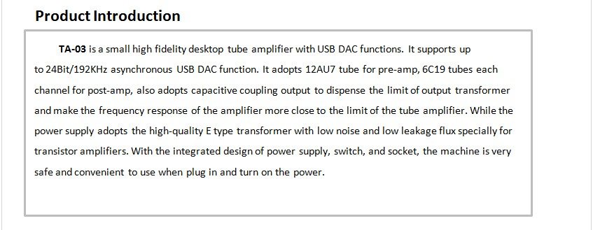 xDuoo TA-03 Tube Amplifier ( 24Bit/192KHz USB DAC ) - 3