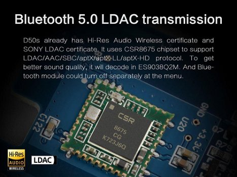 TOPPING D50S DAC 2x ES9038Q2M XMOS U208 Bluetooth 5.0 LDAC - 3