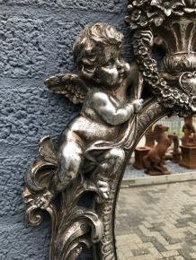 Een mooie decoratieve spiegel,zilveren omlijsting , engel - 3