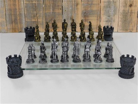 Een prachtig schaakspel-schaakbord met glas , kado - 1