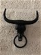 Gietijzeren bull skull met handdoek ring, zwart, fraai - 1 - Thumbnail