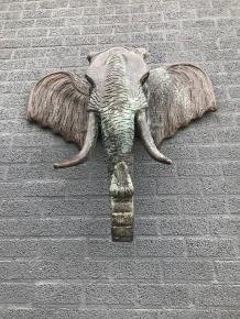 Fors wandornament van een olifant, grijs-zwart,XXL groot - 2