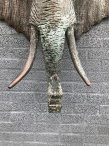 Fors wandornament van een olifant, grijs-zwart,XXL groot - 7
