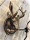 Kapstokrek metaal-brons look met 2 herten, zeer apart - 3 - Thumbnail