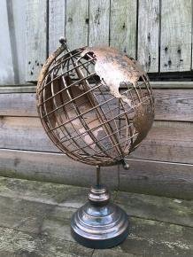 Metalen wereldbol, goud zwart look, decoratief item - 1