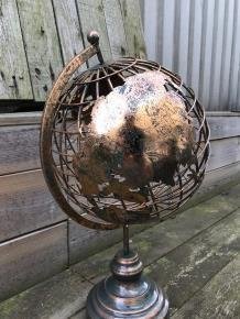 Metalen wereldbol, goud zwart look, decoratief item - 3