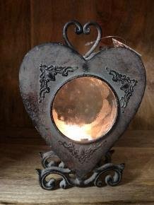Prachtige lantaarn , hart vorm klassiek , met antiek glas - 5