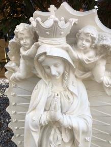 Prachtig fors Maria beeld met engelen en achterplaat - 0