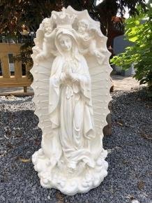 Prachtig fors Maria beeld met engelen en achterplaat - 1