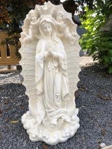 Prachtig fors Maria beeld met engelen en achterplaat - 4
