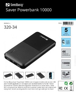Saver Powerbank 10000 draagbare batterij voor alle merken