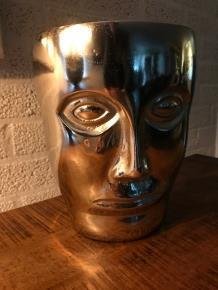 Mooie aluminium vaas, rond de vorm van gezicht, nikkel - 2