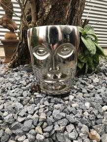 Mooie aluminium vaas, rond de vorm van gezicht, nikkel - 4