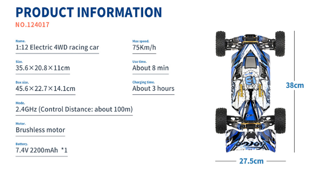 Wltoys 124017 New Upgraded 4300KV Motor 1/12 2.4G 4WD 75km/h - 3