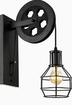Industriële wandlamp | Katrol lamp vintage | lamp industrieel | muurlamp binnen | Wandverlichting me - 1