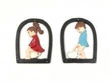 Set toilet tekens van een jongen en een meisje, in kleur - 0