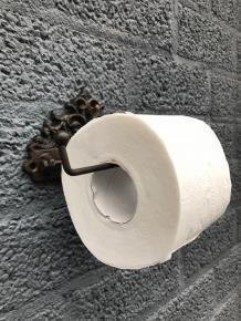 Toiletrolhouder in antieke stijl, gemaakt van gietijzer, bruin - 1