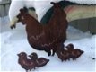 Tuinsteker, silhouette van een kip met haar kuikens, metaal - 0 - Thumbnail