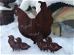 Tuinsteker, silhouette van een kip met haar kuikens, metaal - 1 - Thumbnail