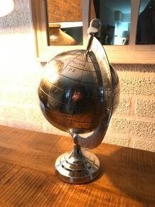 Wereldbol , globe, aluminium op voet ,kado ,wereld - 1