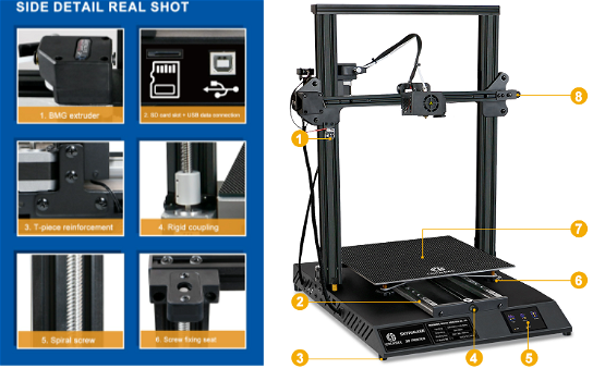 CREASEE SKYWALKER 3D Printer, 3.5inch Touch Screen, TMC2208 - 6