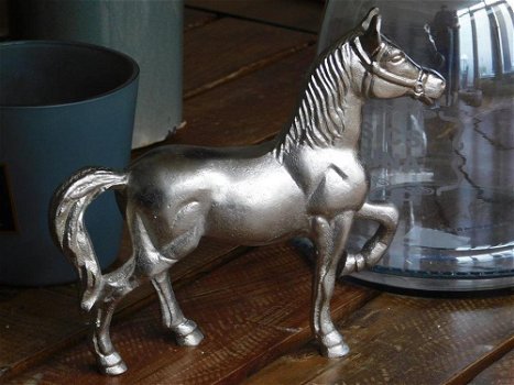 Paard gemaakt van aluminium, vernikkeld, dierenfiguur - 3