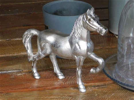 Paard gemaakt van aluminium, vernikkeld, dierenfiguur - 4