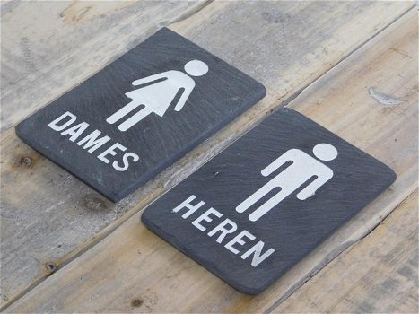 Set wc-bordjes Dames & Heren , leisteen , wc - 1