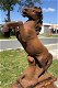 Steigerend paard, groot massief gegoten steen, XXL sokkel - 2 - Thumbnail