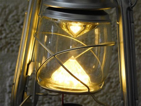 Antiek uitziende olie-storm-lamp metaal zilver led verlichting - 2