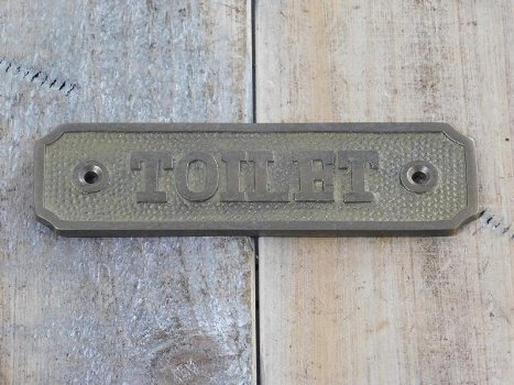 Bordje Toilet WC bordje van messing, Art Nouveau stijl - 0