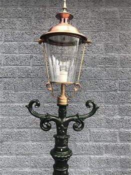 Buitenlamp, lantaarn, aluminium met koperen ronde kap, 240 . - 3