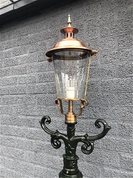 Buitenlamp, lantaarn, aluminium met koperen ronde kap, 240 . - 4