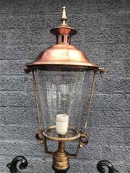 Buitenlamp, lantaarn, aluminium met koperen ronde kap, 240 . - 5