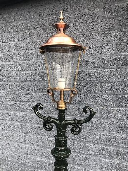 Buitenlamp, lantaarn, aluminium met koperen ronde kap, 240 . - 6