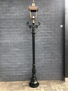 Buitenlamp, lantaarn,aluminium paal, groen vierkante kap 240 - 0