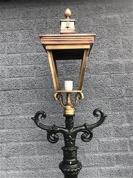 Buitenlamp, lantaarn,aluminium paal, groen vierkante kap 240 - 2