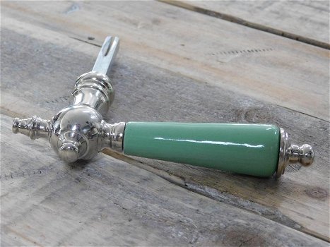 Deurklink Bright Nickel - pastelgroene keramisch handvat - 0