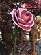 Een kunstwerkje, grote roze roos gemaakt van metaal,roos - 4 - Thumbnail