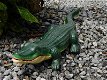 Gietijzeren beeld van een krokodil, in kleur, tuinbeeld - 0 - Thumbnail