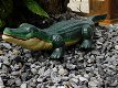 Gietijzeren beeld van een krokodil, in kleur, tuinbeeld - 2 - Thumbnail