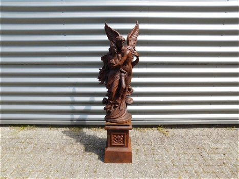 Groot beeld met tafereel Amor & Psyche, gietijzer - 7